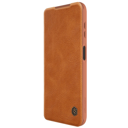 For Samsung Galaxy A14 4G NILLKIN QIN Series Pro Sliding Camera Cover Design Leather Phone Case(Brown) by NILLKIN