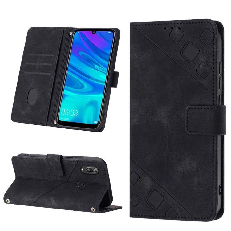 For Honor 10 Lite / Huawei P smart 2019 Skin-feel Embossed Leather Phone Case(Black) - Honor Cases by buy2fix | Online Shopping UK | buy2fix