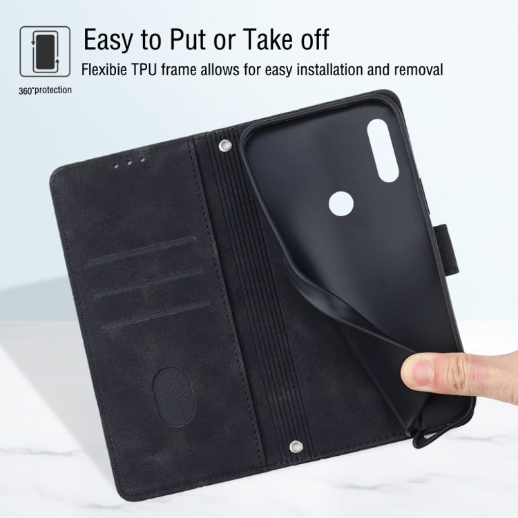 For Honor 10 Lite / Huawei P smart 2019 Skin-feel Embossed Leather Phone Case(Black) - Honor Cases by buy2fix | Online Shopping UK | buy2fix