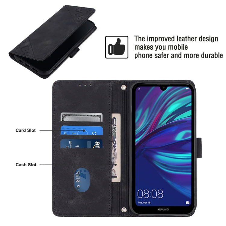 For Honor 10 Lite / Huawei P smart 2019 Skin-feel Embossed Leather Phone Case(Black) - Honor Cases by buy2fix | Online Shopping UK | buy2fix