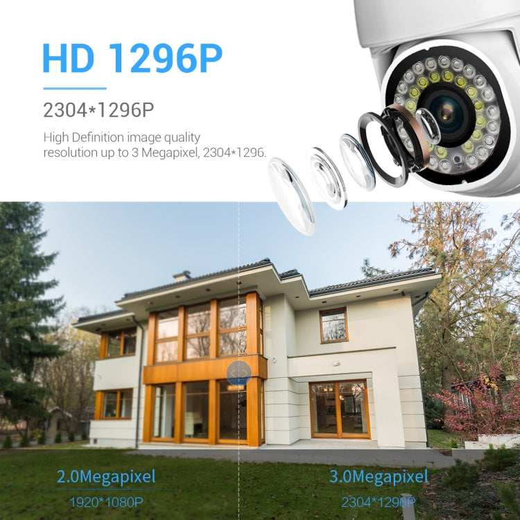ESCAM PVR007 3MP Smart HD WiFi Camera Support Full Color Night Vision / Motion Detection / Sound Alarm / TF Card(EU Plug) - Wireless Camera by ESCAM | Online Shopping UK | buy2fix