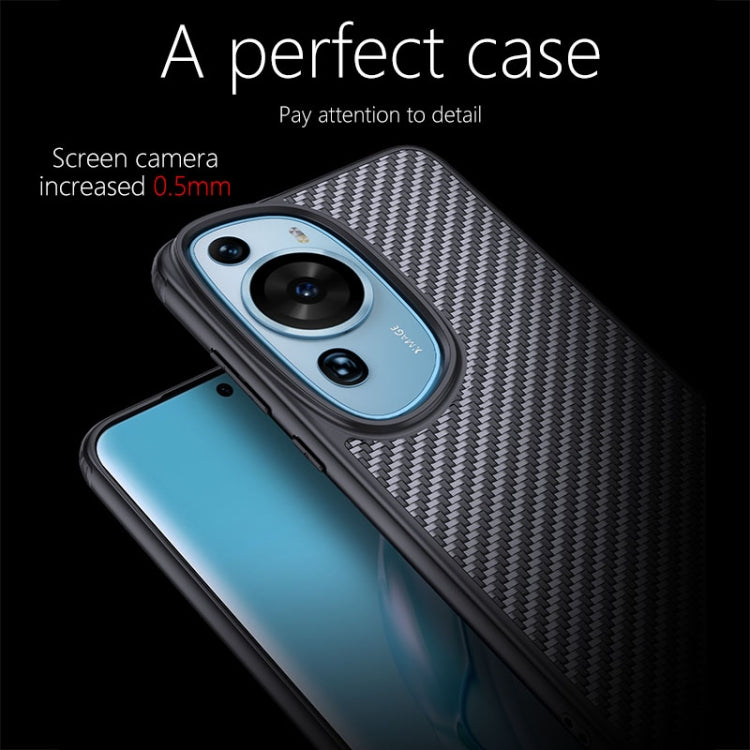 For Huawei P60 Art wlons Magsafe Carbon Fiber Kevlar TPU Phone Case(Black) by wlons