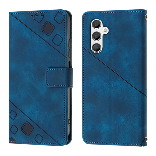 For Samsung Galaxy A24 4G Skin-feel Embossed Leather Phone Case(Blue) by buy2fix