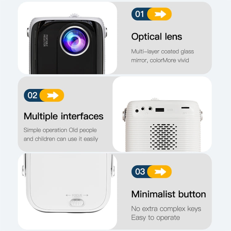 A007 Portable 1280 x 720 HD 113 ANSI Smart LED Projector, Plug:UK Plug(White) - Mini Projector by buy2fix | Online Shopping UK | buy2fix
