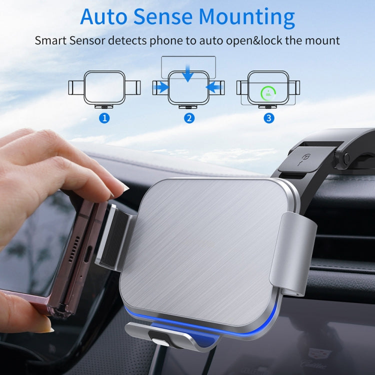 For Samsung Galaxy Z Fold4 / 3 / 2 S8 Dual Coil Car Phone Holder Wireless Charger(Iron Gray) - Wireless Charger Holders by buy2fix | Online Shopping UK | buy2fix