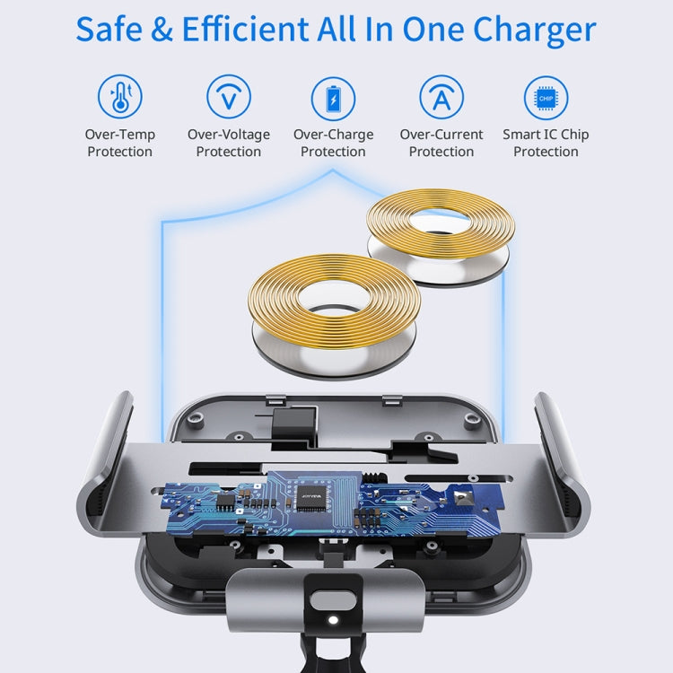For Samsung Galaxy Z Fold4 / 3 / 2 S8 Dual Coil Car Phone Holder Wireless Charger(Iron Gray) - Wireless Charger Holders by buy2fix | Online Shopping UK | buy2fix