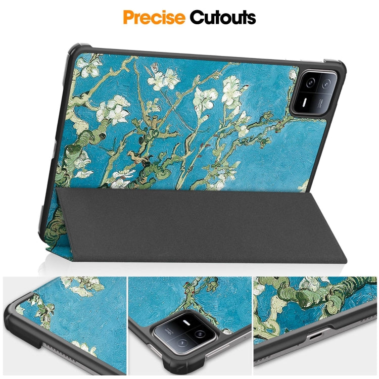 For Xiaomi Pad 6 / 6 Pro Custer Painted 3-Fold Stand Leather Smart Tablet Case(Apricot Blossom) - by buy2fix | Online Shopping UK | buy2fix