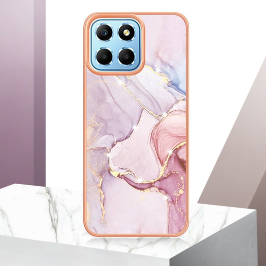 For Honor X8 5G Electroplating Marble Dual-side IMD Phone Case(Rose Gold 005) by buy2fix