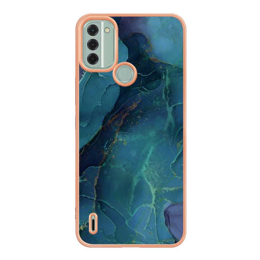 For Nokia C31 Electroplating Marble Dual-side IMD Phone Case(Green 017) by buy2fix