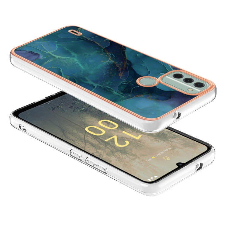 For Nokia C31 Electroplating Marble Dual-side IMD Phone Case(Green 017) - Nokia Cases by buy2fix | Online Shopping UK | buy2fix