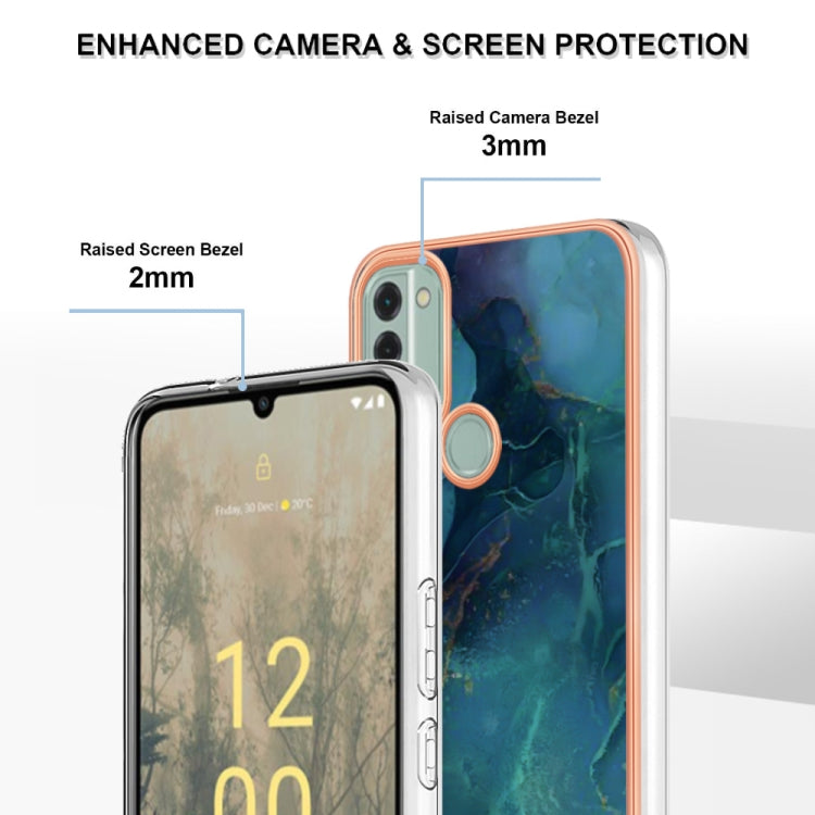 For Nokia C31 Electroplating Marble Dual-side IMD Phone Case(Green 017) - Nokia Cases by buy2fix | Online Shopping UK | buy2fix