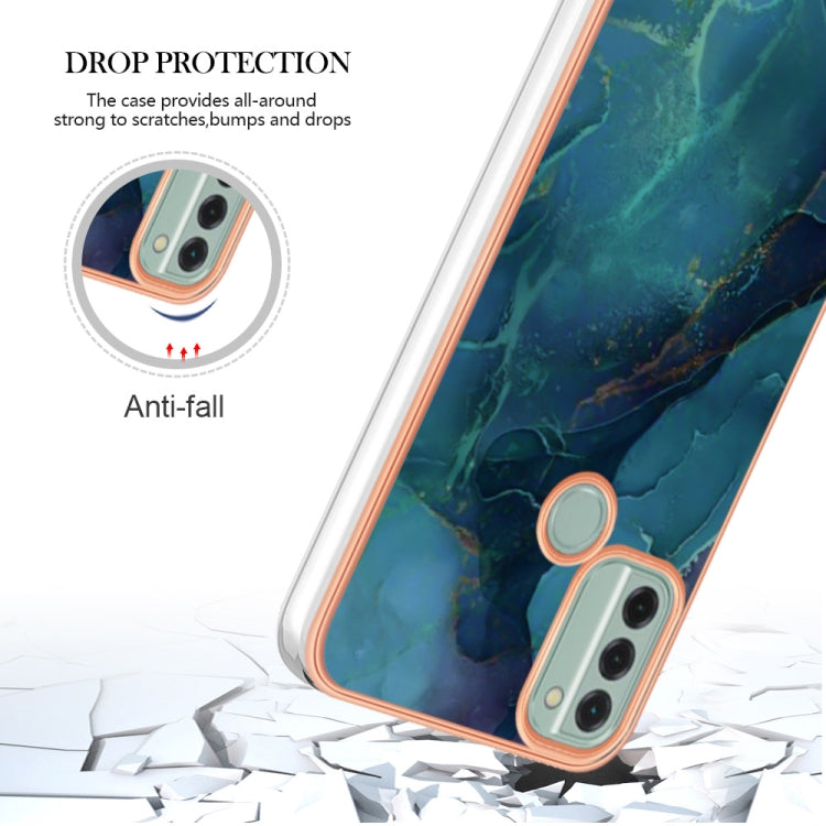 For Nokia C31 Electroplating Marble Dual-side IMD Phone Case(Green 017) - Nokia Cases by buy2fix | Online Shopping UK | buy2fix