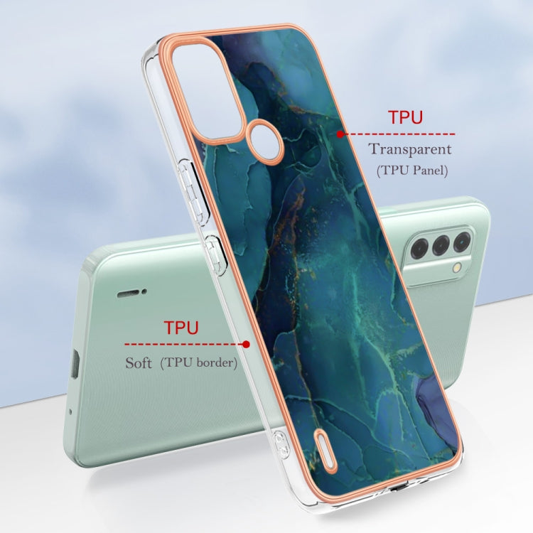 For Nokia C31 Electroplating Marble Dual-side IMD Phone Case(Green 017) - Nokia Cases by buy2fix | Online Shopping UK | buy2fix
