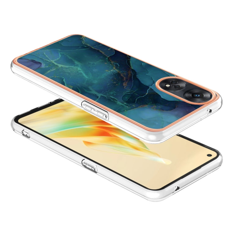 For OPPO Reno 8T 4G Electroplating Marble Dual-side IMD Phone Case(Green 017) - OPPO Cases by buy2fix | Online Shopping UK | buy2fix