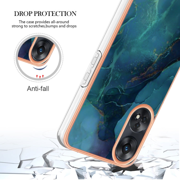 For OPPO Reno 8T 4G Electroplating Marble Dual-side IMD Phone Case(Green 017) - OPPO Cases by buy2fix | Online Shopping UK | buy2fix