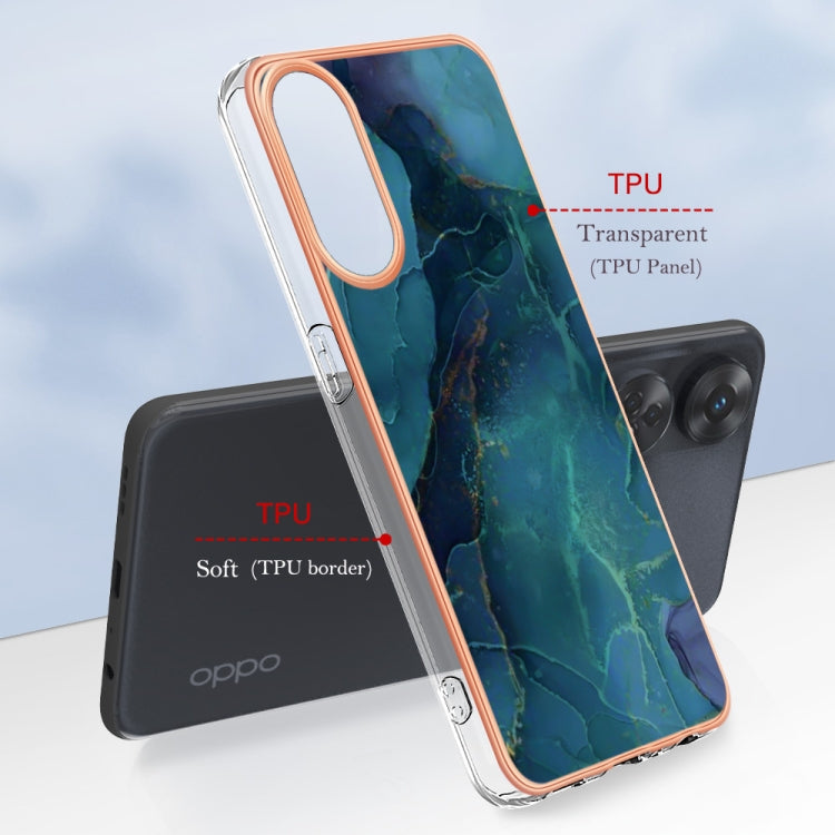 For OPPO Reno 8T 4G Electroplating Marble Dual-side IMD Phone Case(Green 017) - OPPO Cases by buy2fix | Online Shopping UK | buy2fix