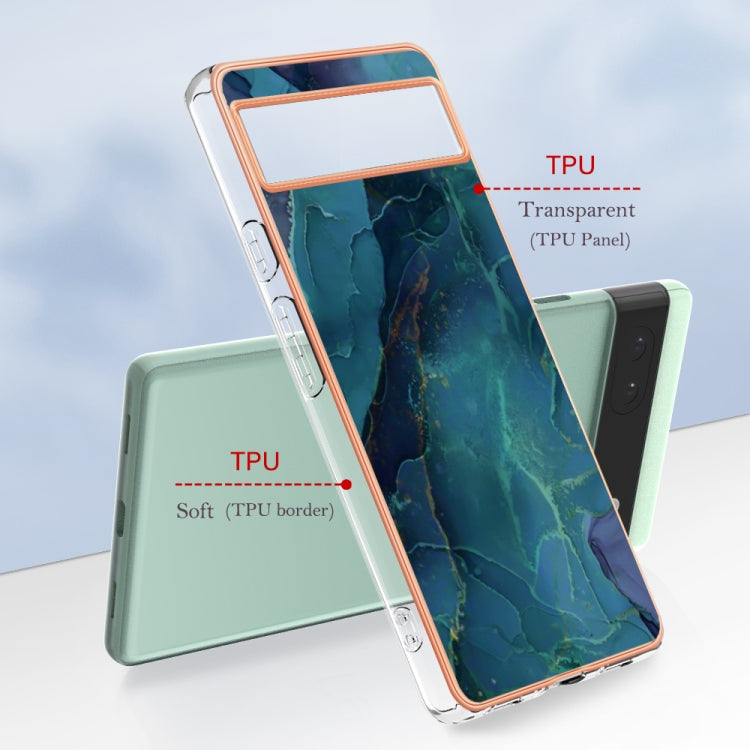 For Google Pixel 6A Electroplating Marble Dual-side IMD Phone Case(Green 017) by buy2fix
