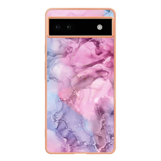 For Google Pixel 6A Electroplating Marble Dual-side IMD Phone Case(Pink 013) by buy2fix