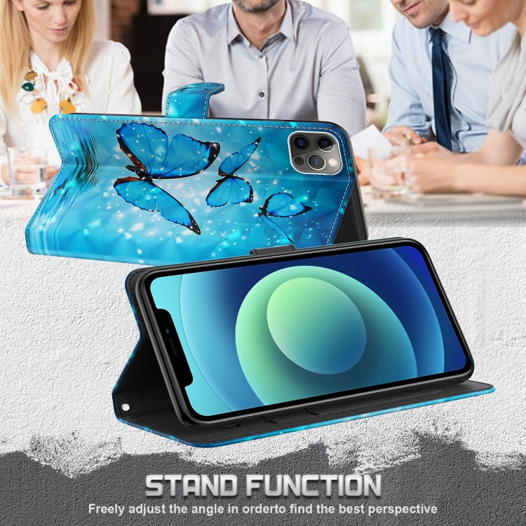 For Xiaomi Redmi Note 12 4G Global 3D Painting Pattern Flip Leather Phone Case(Three Butterflies) by buy2fix