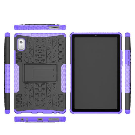 For Lenovo Tab M9 Tire Texture TPU + PC Tablet Case with Holder(Purple) by buy2fix
