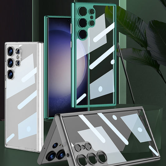 For Samsung Galaxy S23 Ultra 5G GKK Space Frame Transparent PC+TPU Phone Case(Transparent Black) by GKK