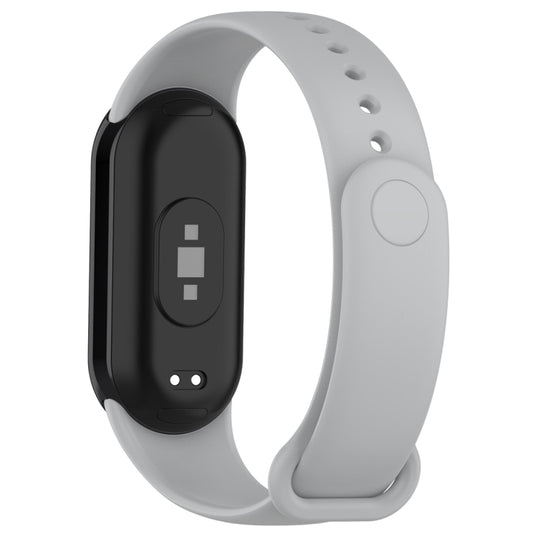 For Xiaomi Mi Band 8 Solid Color Silicone Plug Replacement Watch Band(Grey) by buy2fix