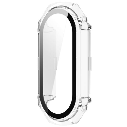 For Xiaomi Mi Band 8 PC + Tempered Glass Integrated Protective Watch Case(Transparent White) by buy2fix