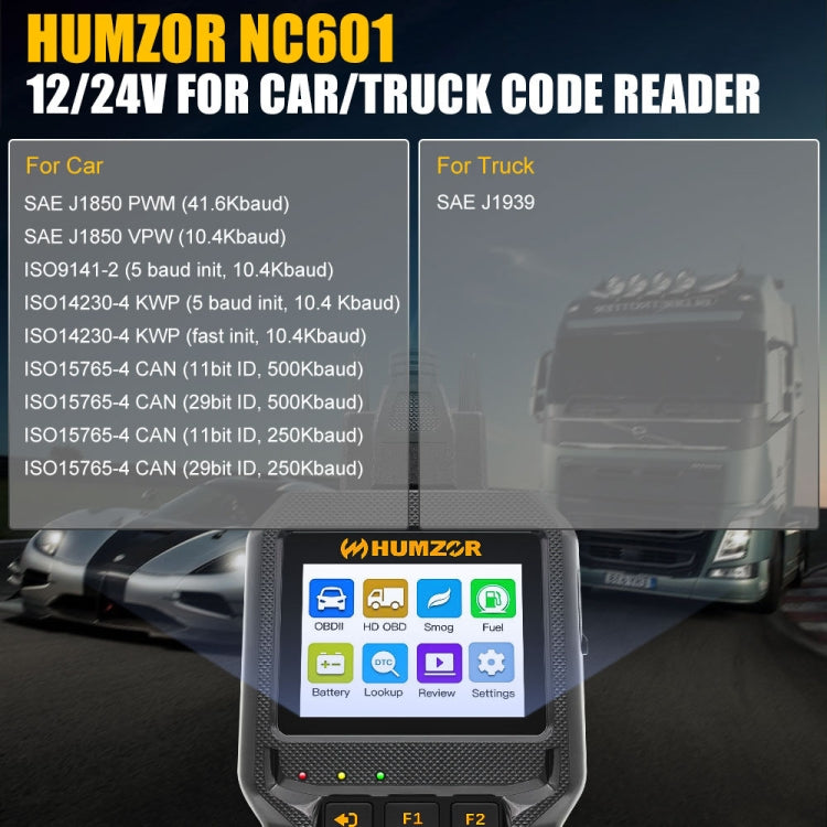 HUMZOR NC601 12-24V Car and Truck OBD2 Scan Tool Diagnostic Tool by buy2fix