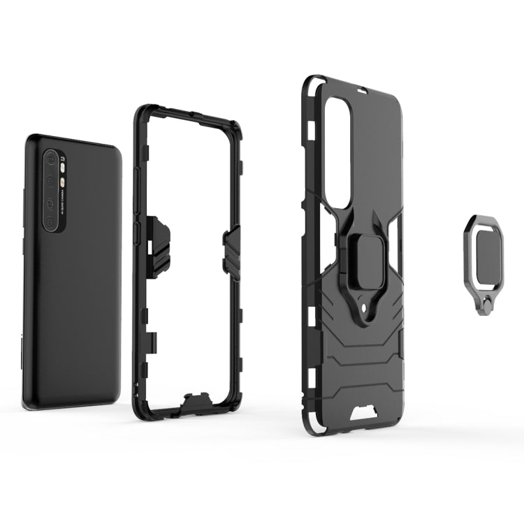 For Xiaomi Mi Note 10 Lite PC + TPU Anti-fall Protective Case with Ring Holder(Black) by buy2fix