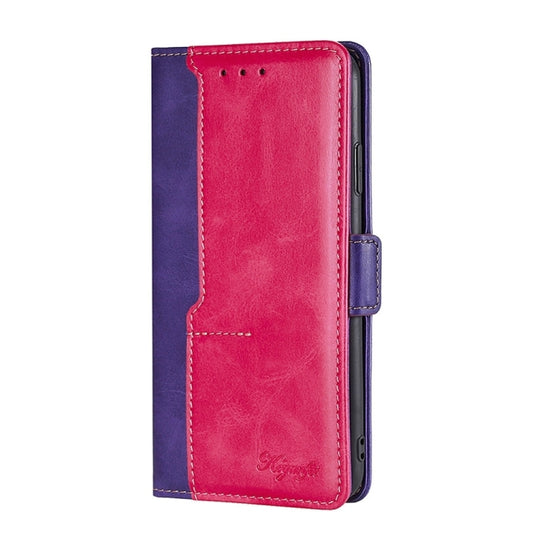 For Infinix Smart 6 Plus Contrast Color Side Buckle Leather Phone Case(Purple + Rose Red) by buy2fix