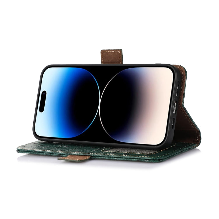 For Samsung Galaxy F14 5G Ostrich Pattern Genuine Leather RFID Phone Case(Green) by buy2fix