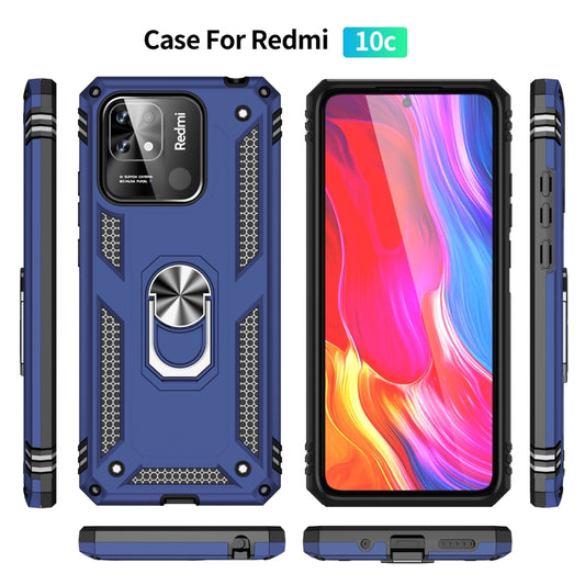 For Xiaomi Redmi 12C / 11A Shockproof TPU + PC Phone Case with Holder(Blue) by buy2fix