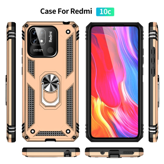 For Xiaomi Redmi 12C / 11A Shockproof TPU + PC Phone Case with Holder(Gold) by buy2fix