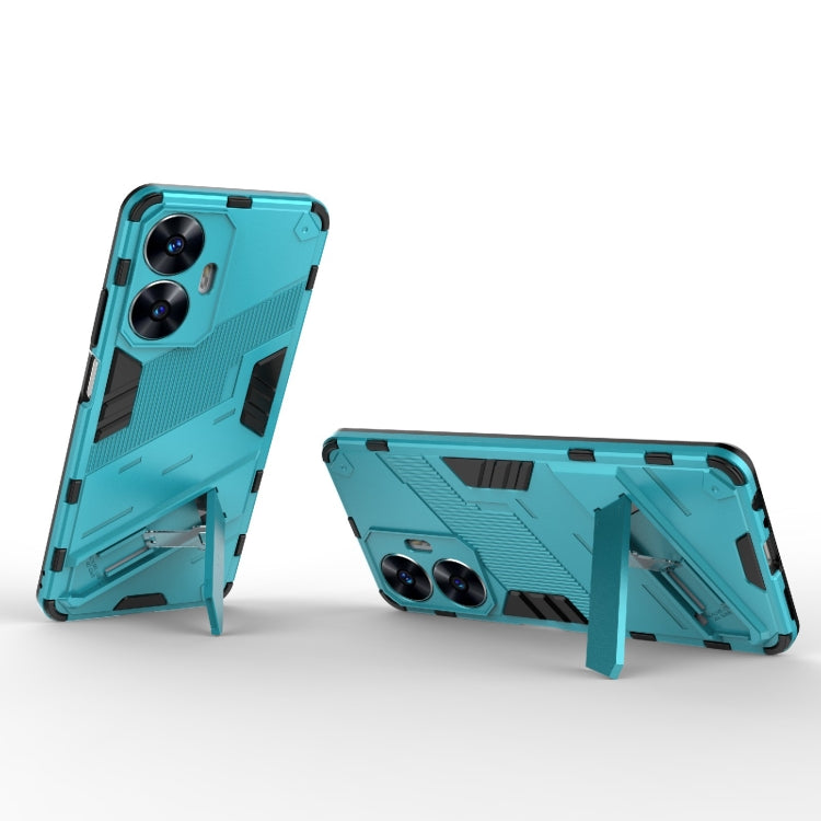 For Realme C55 Punk Armor 2 in 1 PC + TPU Shockproof Phone Case with Invisible Holder(Blue) - Realme Cases by buy2fix | Online Shopping UK | buy2fix