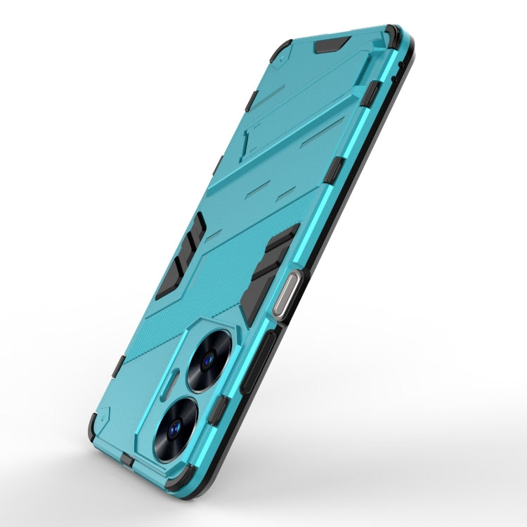 For Realme C55 Punk Armor 2 in 1 PC + TPU Shockproof Phone Case with Invisible Holder(Blue) - Realme Cases by buy2fix | Online Shopping UK | buy2fix