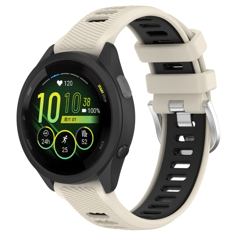 For Garmin Forerunner 265S 18mm Sports Two-Color Steel Buckle Silicone Watch Band(Starlight+Black) - Watch Bands by buy2fix | Online Shopping UK | buy2fix