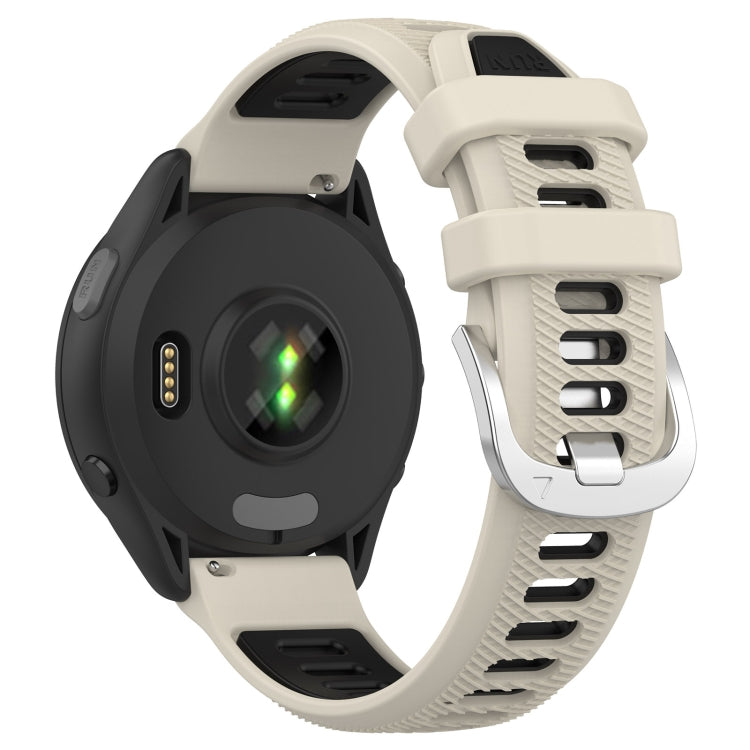 For Garmin Forerunner 265S 18mm Sports Two-Color Steel Buckle Silicone Watch Band(Starlight+Black) - Watch Bands by buy2fix | Online Shopping UK | buy2fix