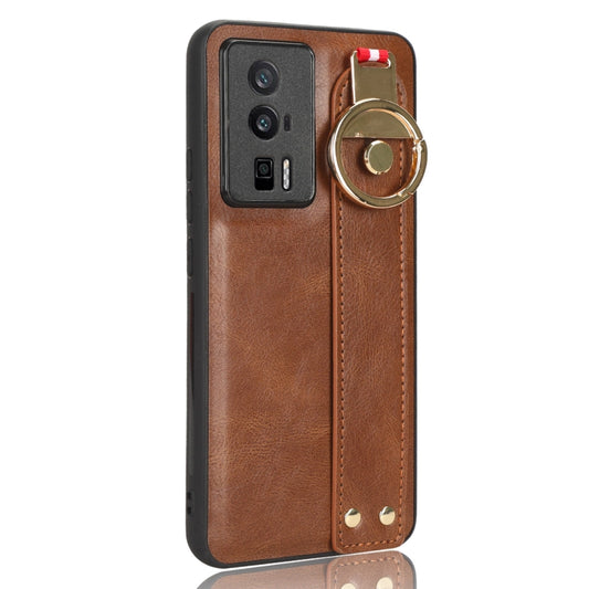 For Xiaomi Redmi K60 / K60 Pro Wristband Leather Back Phone Case(Brown) by buy2fix