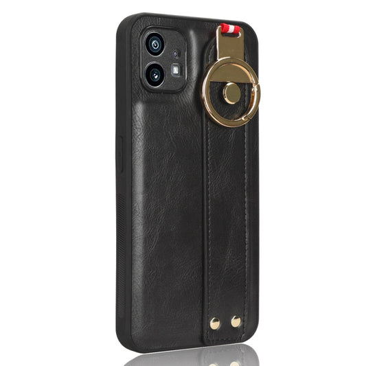 For Nothing Phone 1 Wristband Leather Back Phone Case(Black) by buy2fix