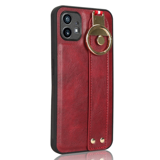 For Nothing Phone 1 Wristband Leather Back Phone Case(Red) by buy2fix