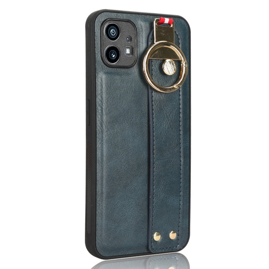 For Nothing Phone 1 Wristband Leather Back Phone Case(Blue) by buy2fix