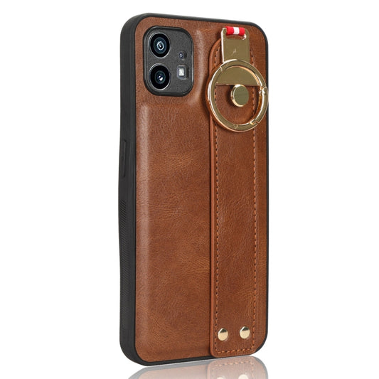 For Nothing Phone 1 Wristband Leather Back Phone Case(Brown) by buy2fix
