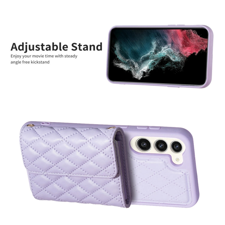 For Samsung Galaxy S23+ 5G Horizontal Wallet Rhombic Leather Phone Case(Purple) - Galaxy S23+ 5G Cases by buy2fix | Online Shopping UK | buy2fix