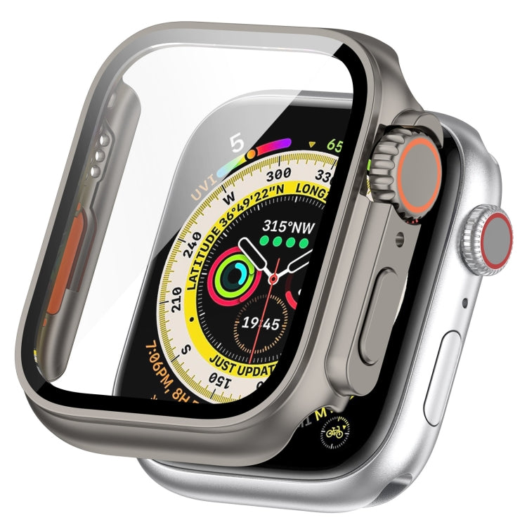 For Apple Watch Series 9 / 8 / 7 45mm Tempered Film + PC Integrated Watch Protective Case(Titanium Steel) - Watch Cases by buy2fix | Online Shopping UK | buy2fix
