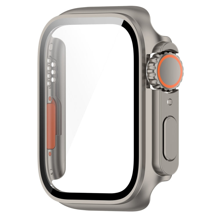 For Apple Watch Series 9 / 8 / 7 45mm Tempered Film + PC Integrated Watch Protective Case(Titanium Steel) - Watch Cases by buy2fix | Online Shopping UK | buy2fix
