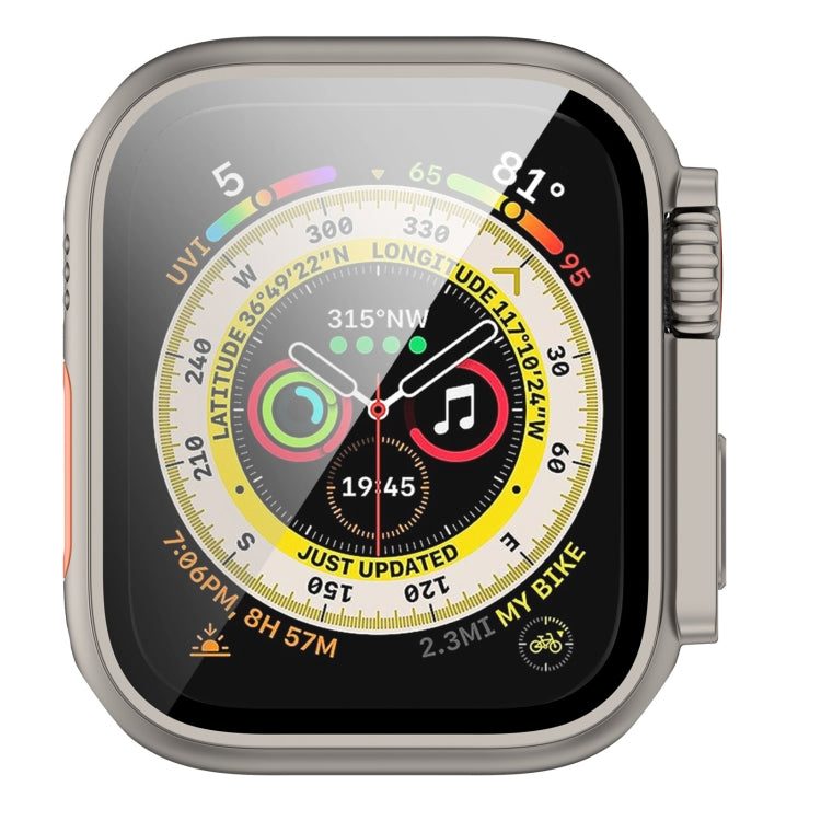 For Apple Watch Series 9 / 8 / 7 45mm Tempered Film + PC Integrated Watch Protective Case(Titanium Steel) - Watch Cases by buy2fix | Online Shopping UK | buy2fix