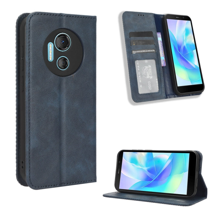 For Doogee X97 / X97 Pro Magnetic Buckle Retro Texture Leather Phone Case(Blue) - Doogee Cases by buy2fix | Online Shopping UK | buy2fix