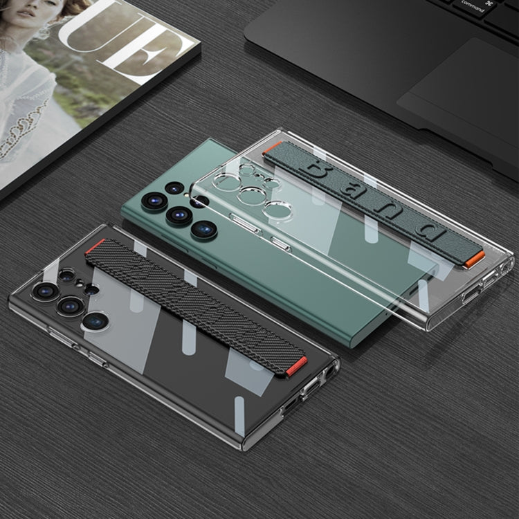 For Samsung Galaxy S23 Ultra GKK TPU + PC + Wrist Strap Transparent Shockproof Phone Case(Green) by GKK