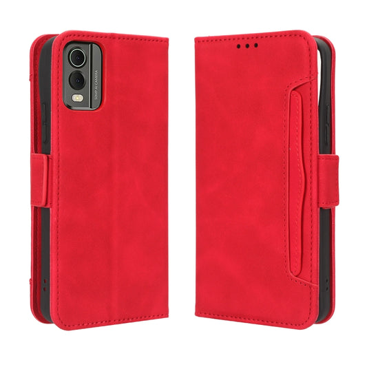 For Nokia C32 4G Skin Feel Calf Texture Card Slots Leather Phone Case(Red) by buy2fix