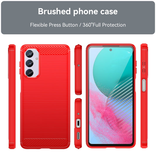 For Samsung Galaxy M54 5G Carbon Fiber Brushed Texture TPU Phone Case(Red) by buy2fix